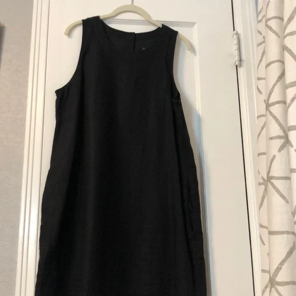J. Crew | Dresses | Jcrew Black Petite Large Linen Shift Dress | Poshmark